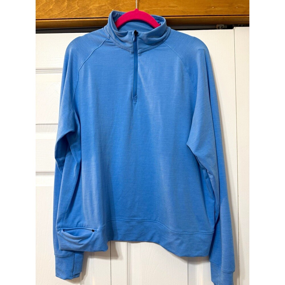 REI Co-op Women’s L Blue 1/4 Zip Pullover Mock Neck Long Sleeve Thumbholes